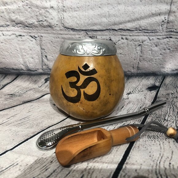 Yerba Mate Gourd Straw Stainless Cup KIT ARTISAN HANDMADE Sing Yogo - Picture 3 of 5